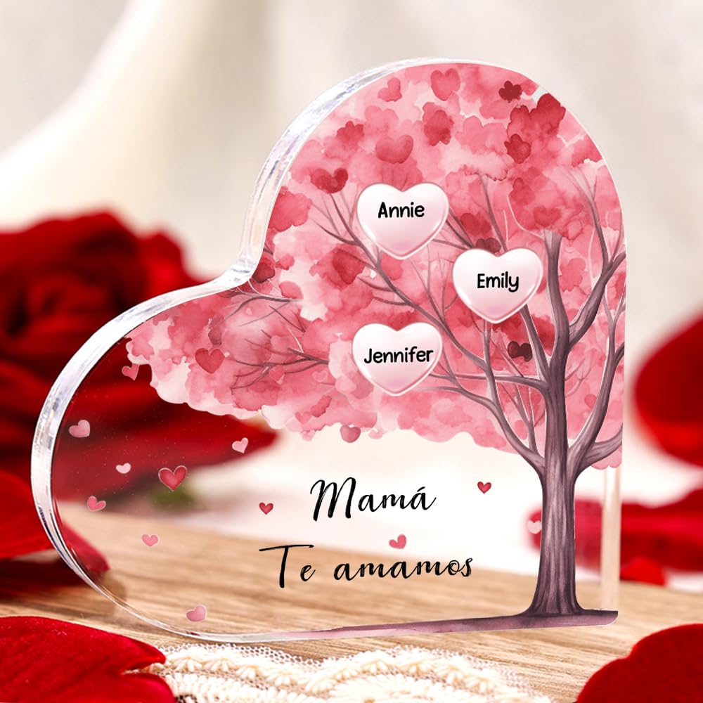 Regalos para Mamá, Regalos Día de la madre, Decoración Acrílica Personalizada con Nombre Grabado en árbol de la vida, Regalos de Cumpleaños Mamá, Regalos para Madres, Regalos para Madre de Hija e Hijo