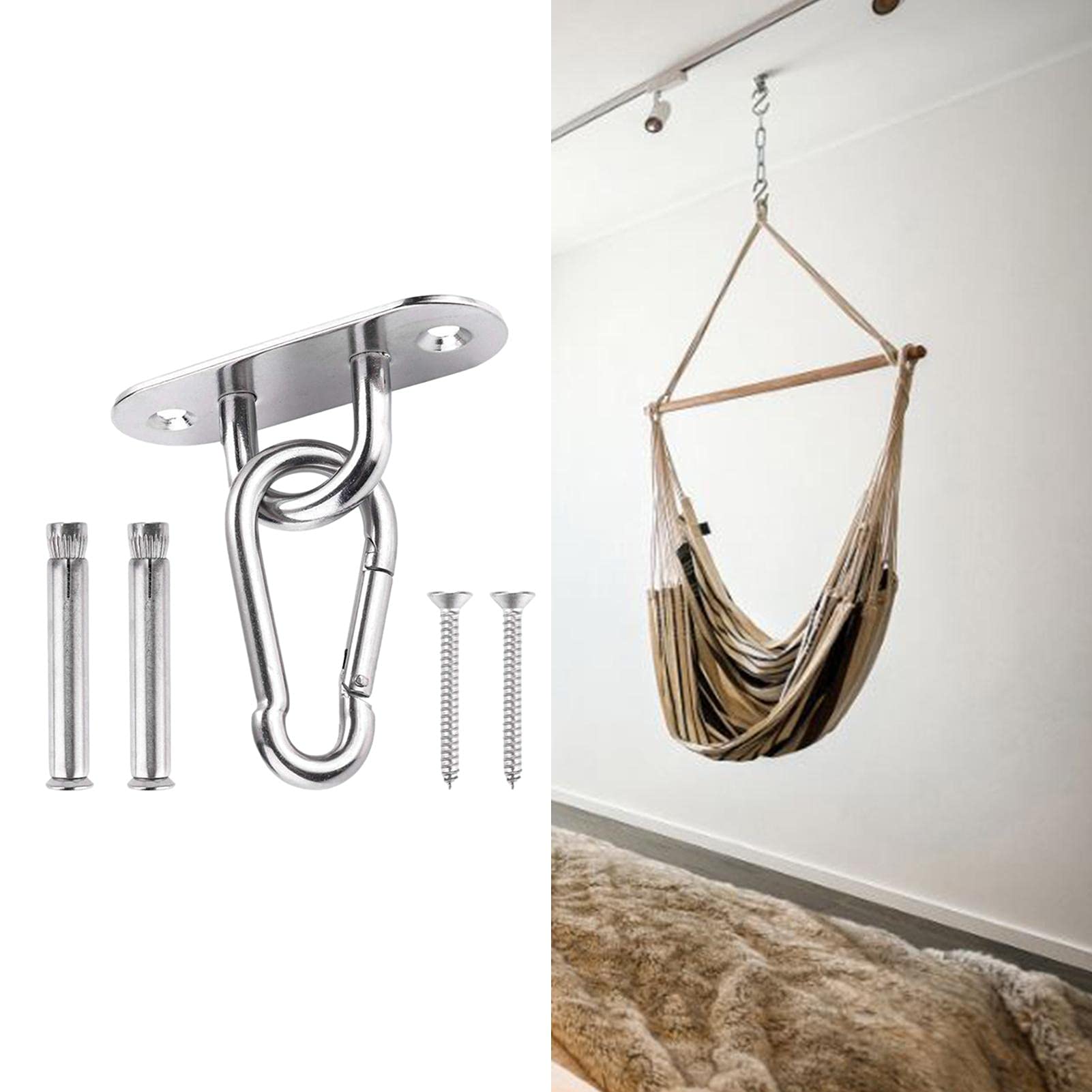N-X Heavy Duty Swing Hanger SUS304 Acciaio Inox 360 ° Rotazione Amaca Sedia Kit Appeso 250KG Capacità Ganci con Bullone Per Cemento Legno Set Yoga Amaca Sedia Sacchi di Sabbia Swing Set