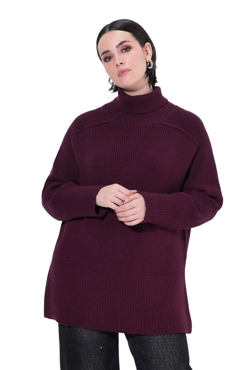 Ulla Popken Rollkragenpullover mit Raglanärmeln Pullover Donna