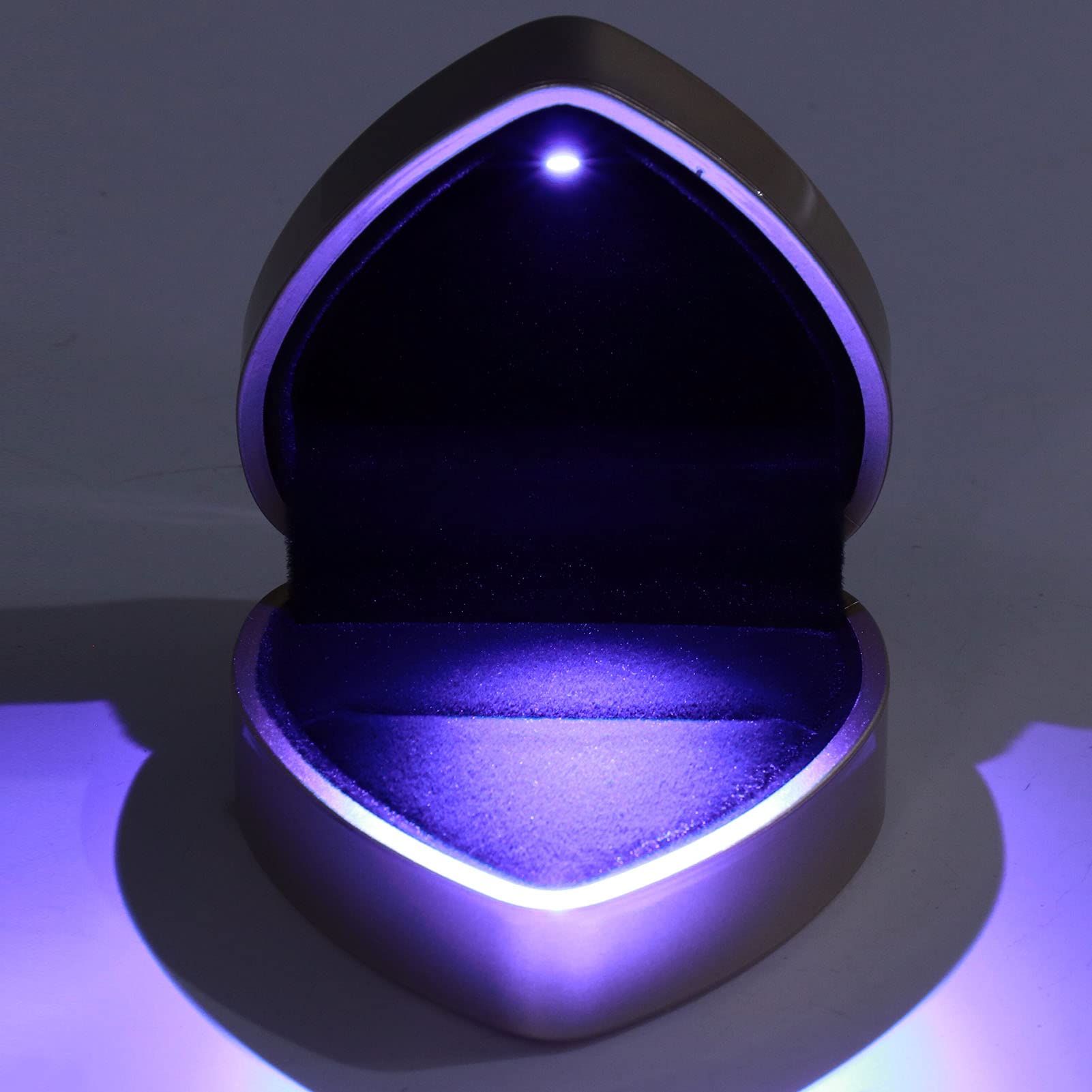 Boîte à Bague En Forme De Cœur Avec Lumière LED - Écrin Velours Pour Fiançailles, Mariage - Cadeau Romantique Avec éclairage Automatique