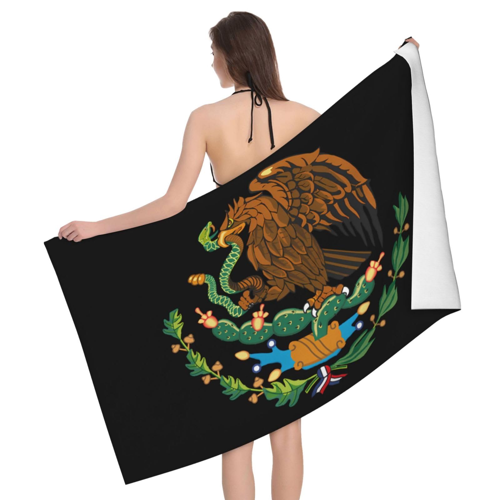 HLBSDM Microfiber Mexican Mexico Flag Beach Towel Quick Dry Soft Sand Free Beach Towels for Pool Swim Beach Lightweight Thin Towels