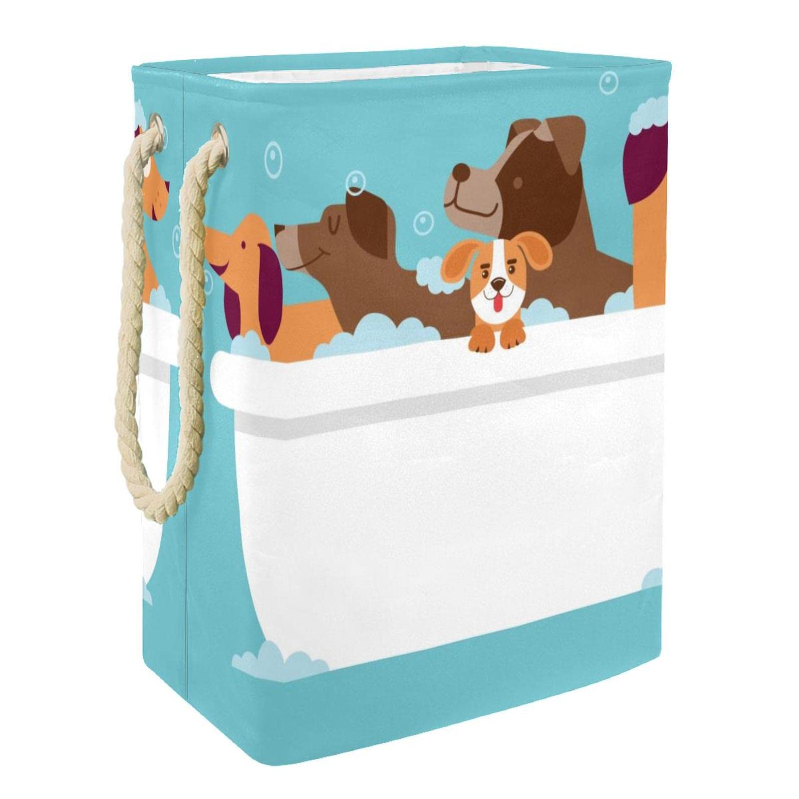 Panier à linge pour vêtements sales, grand coffre de rangement bleu anti-encombrement