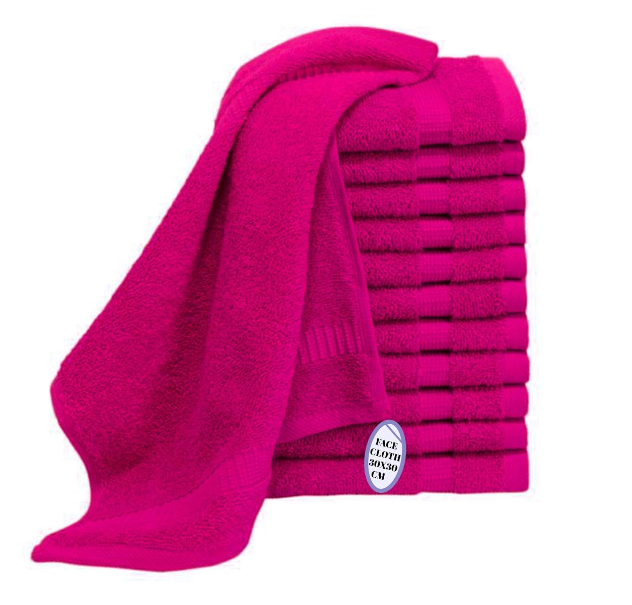 Paquete de 6, 12, 24, 36, 48, 72, 96 toallas faciales, 100% algodón egipcio, franela suave, para el gimnasio, desmaquillante, toalla para los dedos (6, rosa intenso)