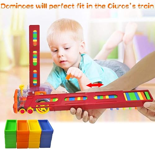 Miniatura 7 de Juego de bloques de dominó, paquete de repuesto de bloques de tren de dominó, 480 bloques de dominó seguros de plástico colorido, bloques de juguete
