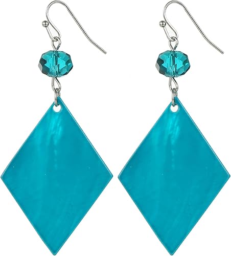 Rosslyons Simple Fashion Square Dangle Earrings for Women Multi color Fan Light 