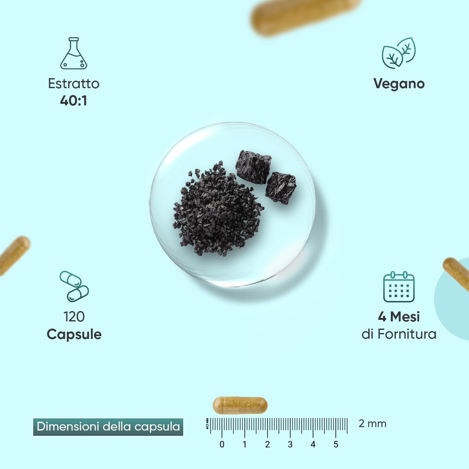 Shilajit Complex 18210mg, 120 Capsule Vegane, 1 al Giorno (per 4 Mesi), con Ashwagandha Bio, Curcuma Bio, Lions Mane Mushroom, Pepe Nero, Shilajit Integratore, Estratto 40:1, Senza Magnesio Stearato