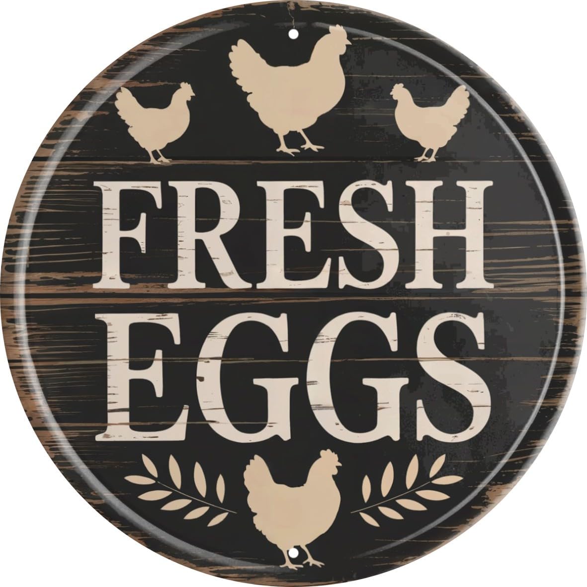 Rustic Farmhouse Metal Sign 8x8 in Round Chicken Coop Decor Vintage Farm Fresh Eggs Wall Art Antique Kitchen & Outdoor Decorative Plaque Chicken Coop Accessories
