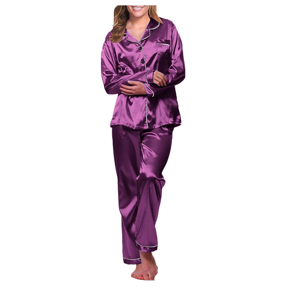 Intimo Lungo Pigiami Lunghi Pigiami Delle Donne Pigiami In Raso Donne Del  Pigiama Vestito Da Notte Sexy Set Biancheria Intima Sexy Lingerie, Lilla,  XXXXXL : Amazon.it: Moda