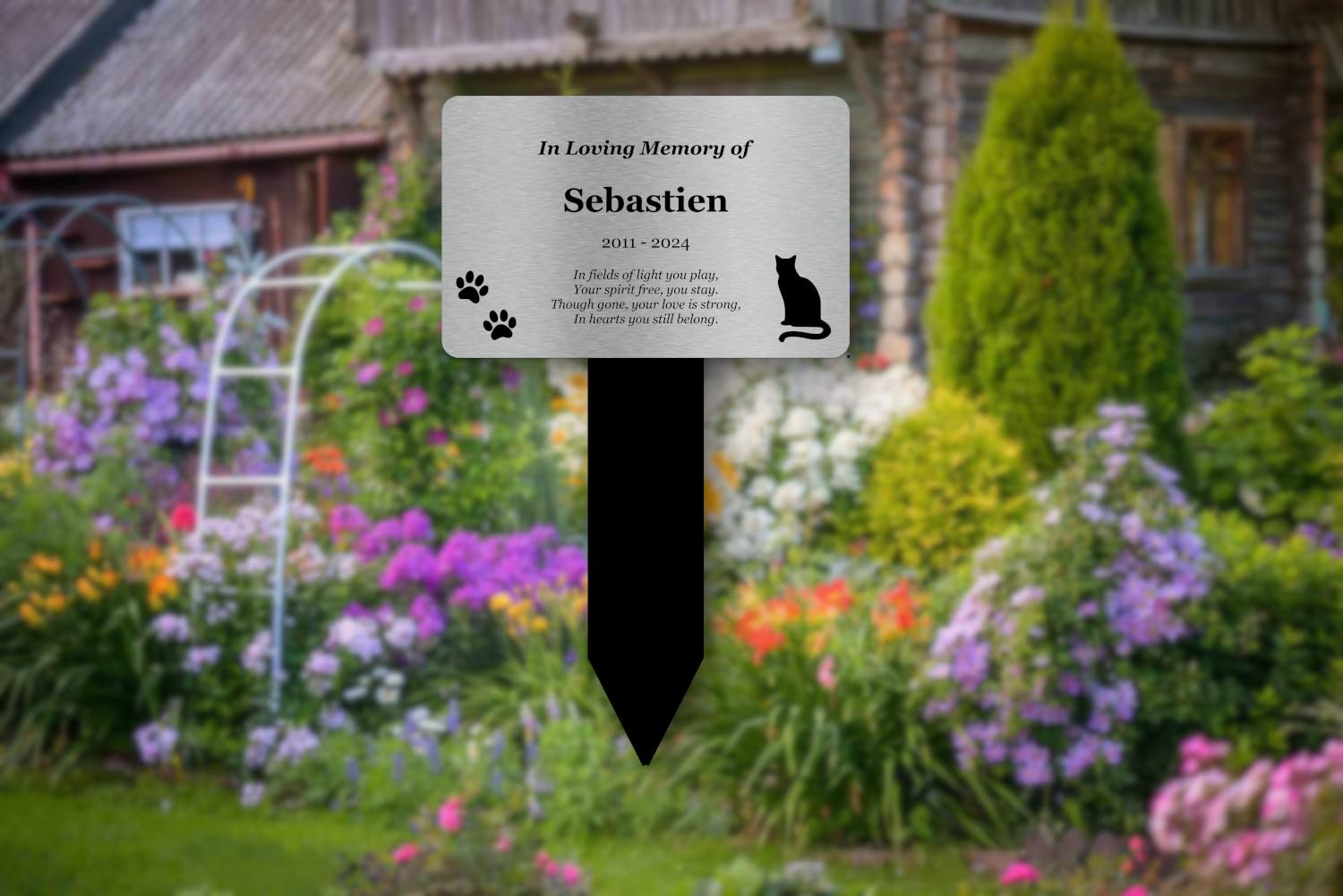 Palo commemorativo per animali domestici gatto marcatori tomba esterni giardino argento oro rame
