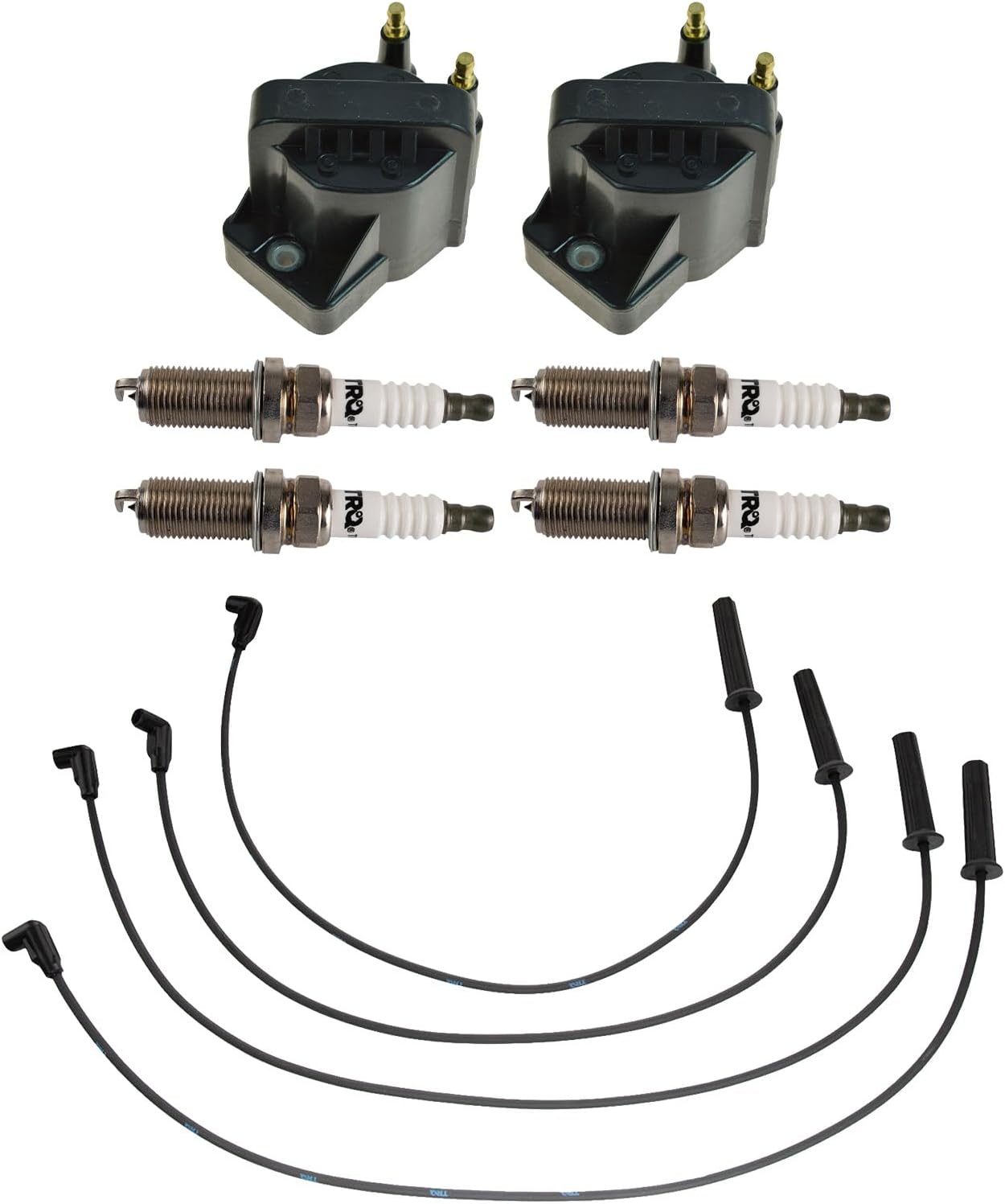 TRQ Ignition Coil and Spark Plug Kit 7 Piece Iridium Spark Plugs Compatible with 1996-1997 Chevrolet S10 GMC Sonoma Isuzu Hombre