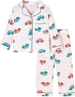 Hopscotch Boys Full Sleeves Vehicle Print White Sleepwear Sets Price In India