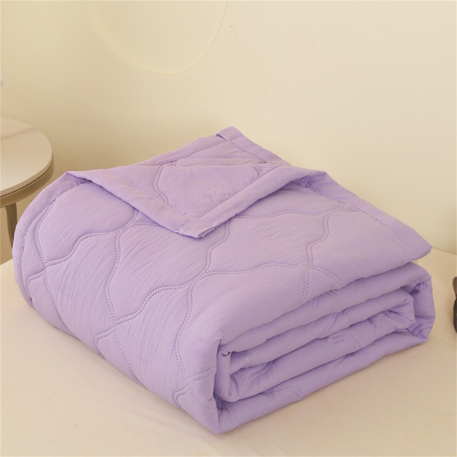 Highdi Bed Throws Quilted Bedspreads, Lightweight Patchwork Quilt Comforter King Single Double, Washable Throw Summer Quilt, Quilted Blanket for All Seasons (Purple,150x200cm)