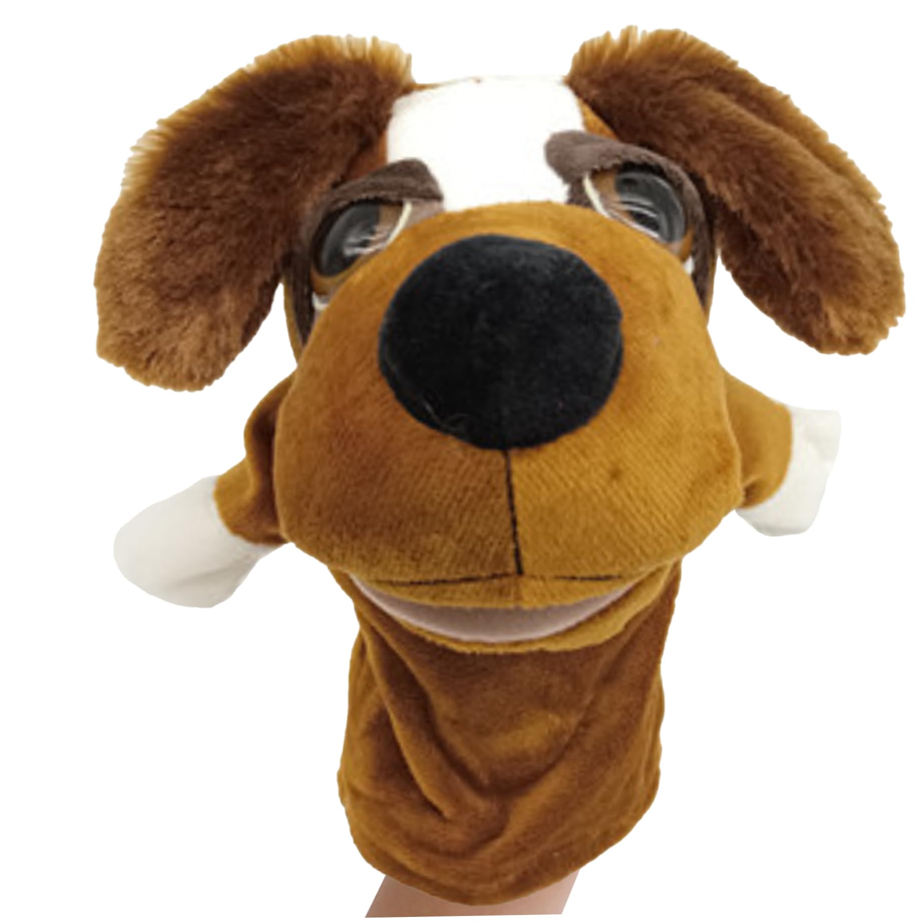 Hand Puppets for Kids Adult 10.6 Inch Soft Plush Dog Hand Puppet with Movable Mouth and Big Eyes Cute Storytelling Dog Puppet for Teaching, Preschool Birthday