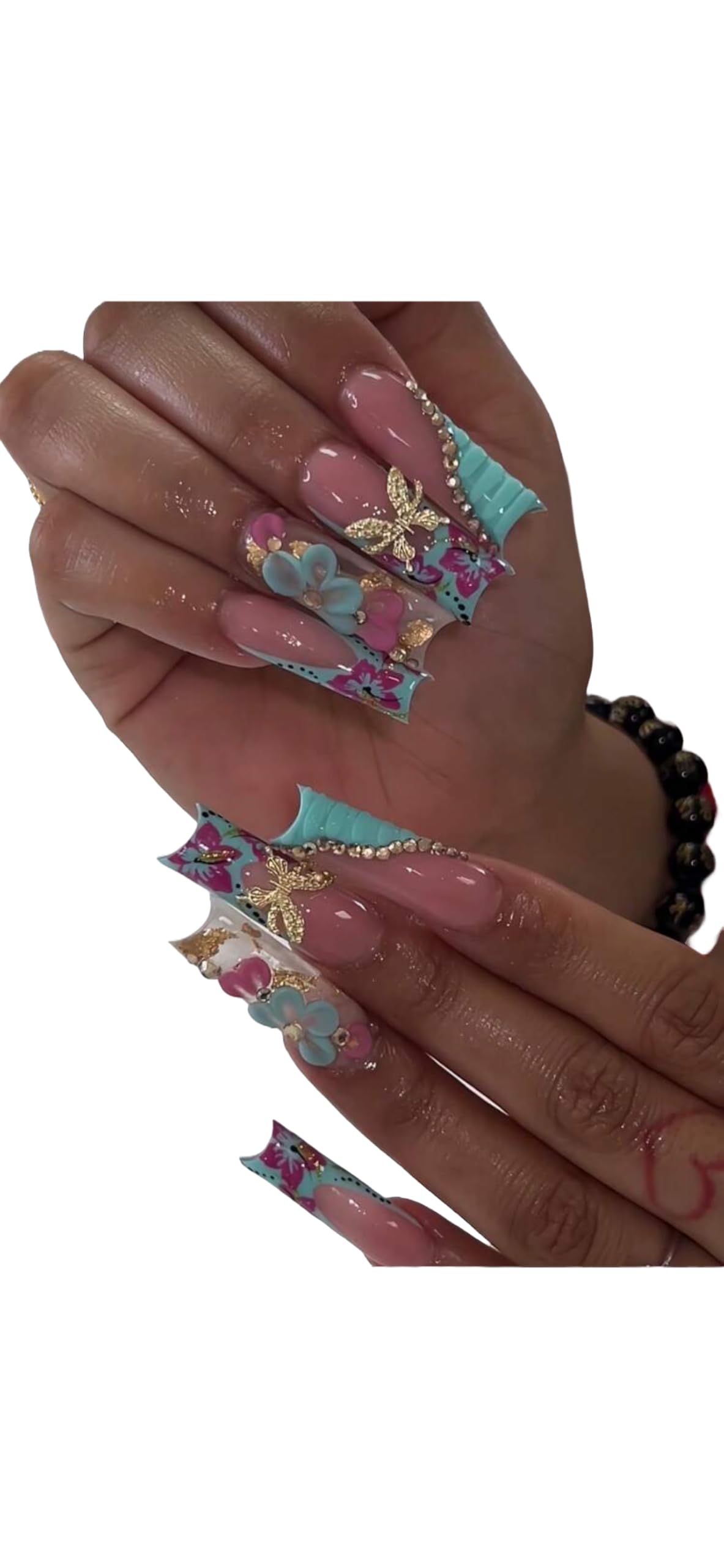 Faviana Rejoice 24pcs Long-Lasting Press-On Nails, Elegant Designs in Floral, Gradient & Glitter