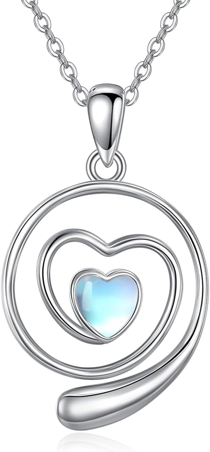 YAFEINI Ring Holder Necklace S925 Sterling Silver Moonstone Ring Holder Pendant Necklace Moonstone Jewelry Gifts for Women