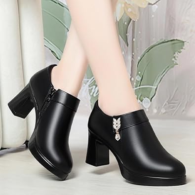 Amazon | [イノヤシューズ] ブーティ チャンキーヒール ラウンド