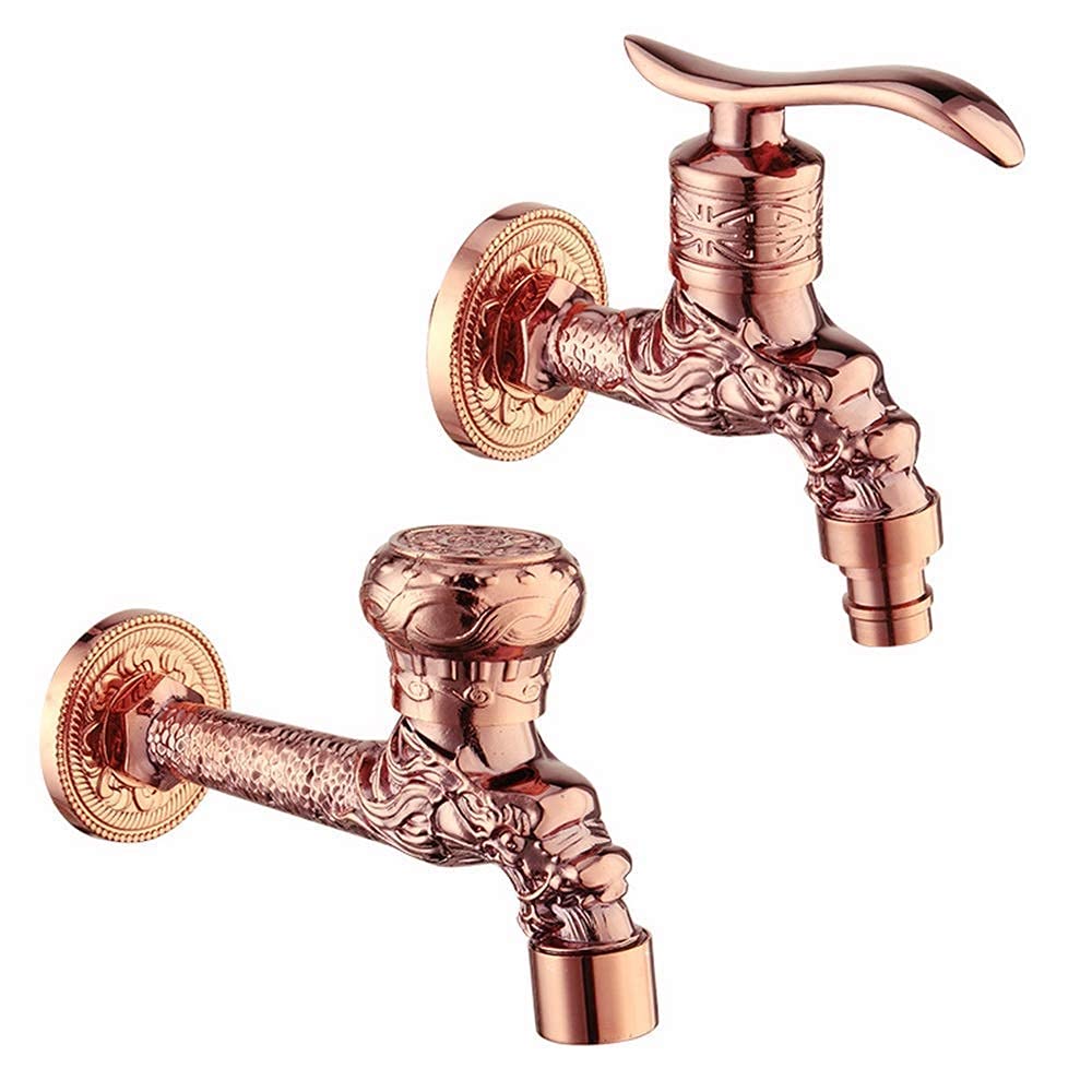 CMBSSTFC Cobre Fino Apertura rápida en el Grifo de la Pared Clásico Europeo Retro Alargar la fregona Piscina Lavadora Boquilla de Agua Solo frío Resistente a Prueba de Fugas Prevención de óxido Grifo