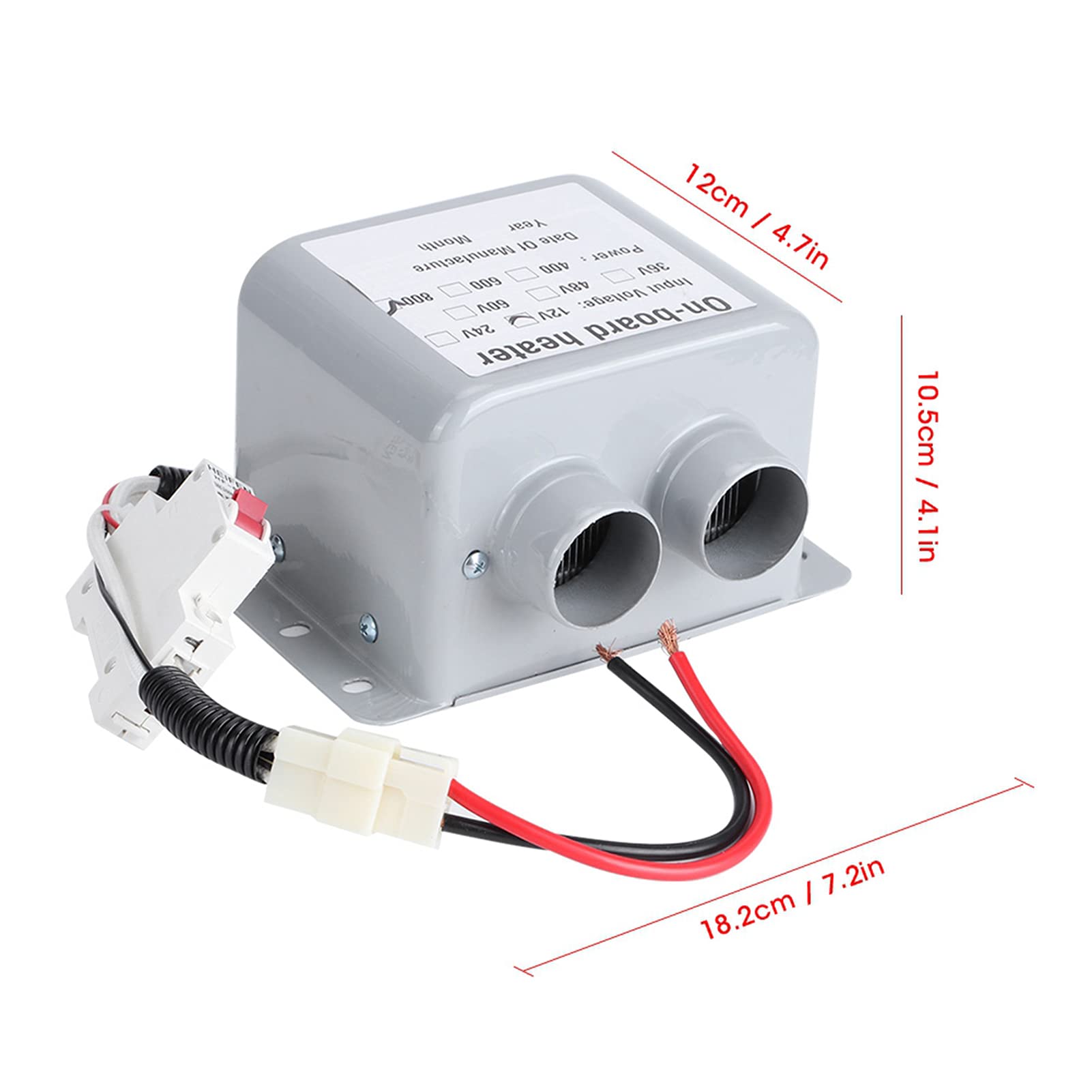 Aramox Désembreur de Voiture Dégivreur de Pare-Brise 12V 800W Chauffage Rapide 5s 2 Sorties d'air Automatique pour Voiture