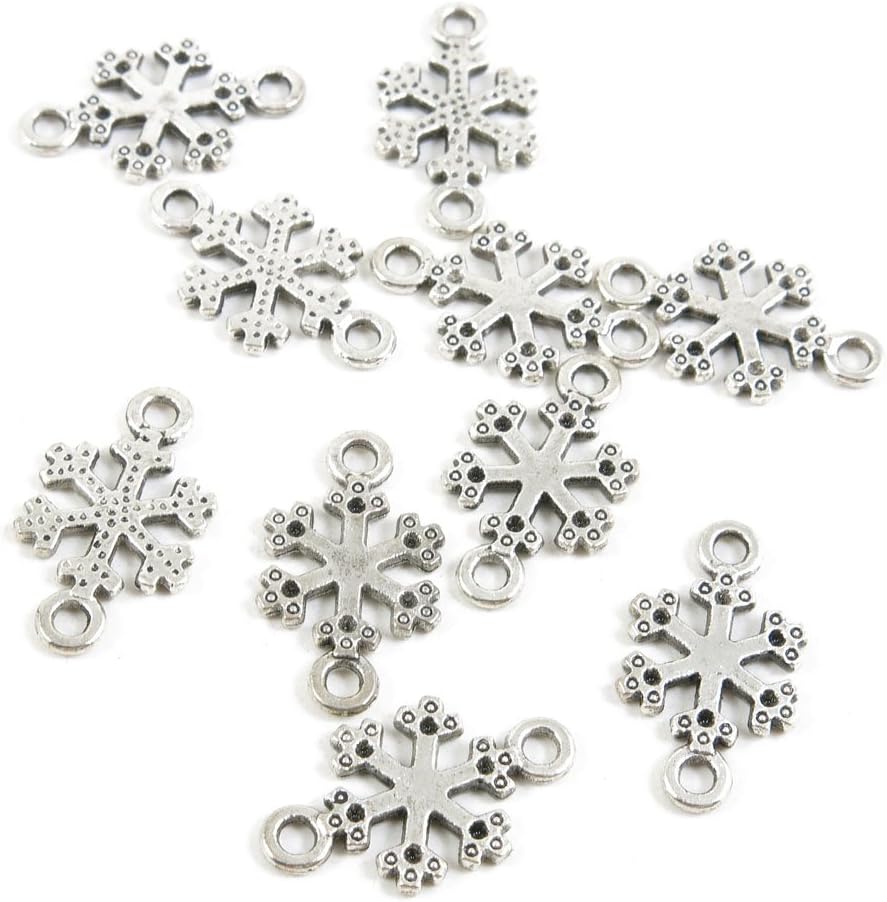 220 Pieces Jewelry Making Charms Antique Silver Tone for Necklace Pendant Bracelet V1EY9 Snowflake Connector