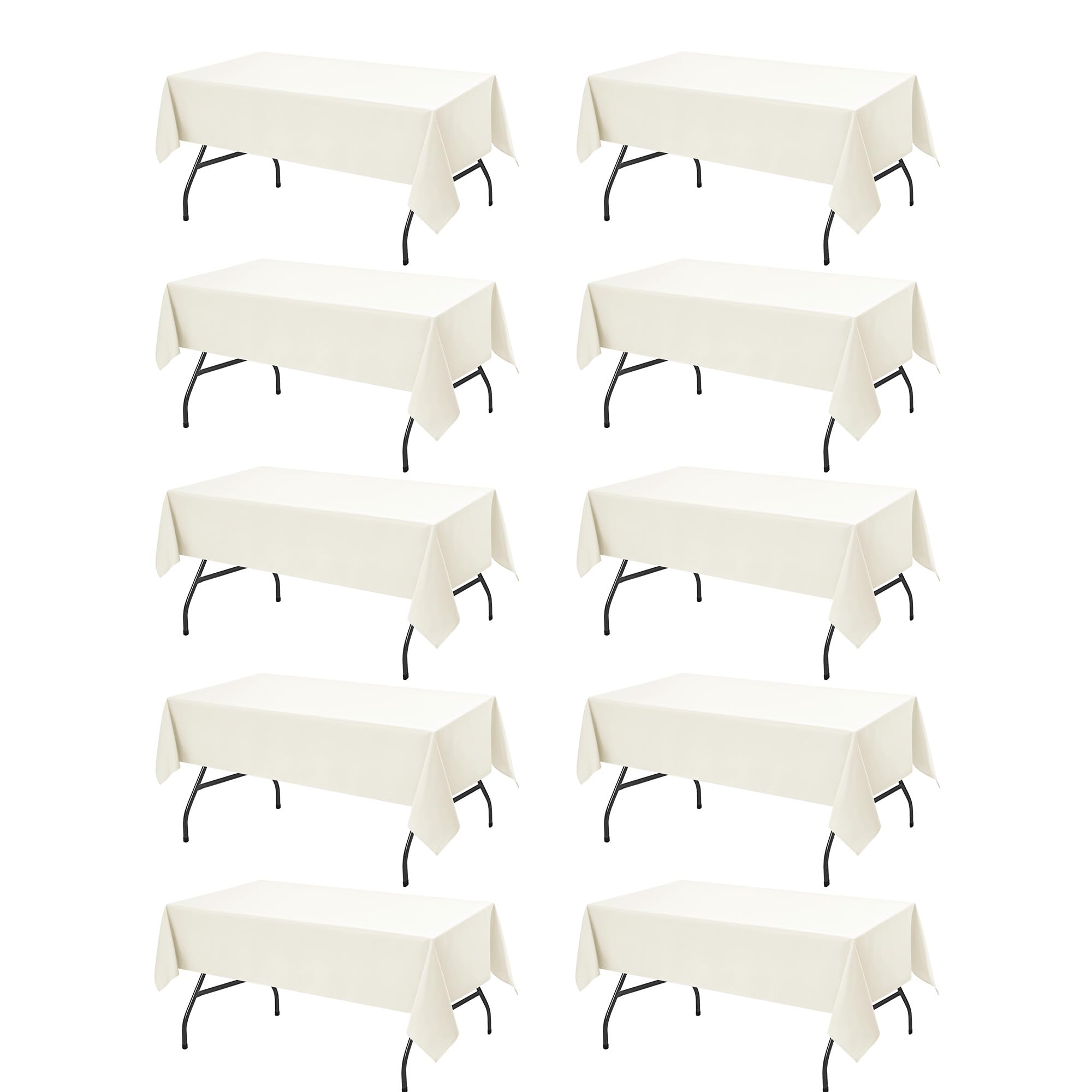 Photo 1 of Dailyset 10-Pack Ivory Tablecloths for Rectangle Tables, 54 x 108 Inches, Stain-Resistant Polyester Fabric for 6 Foot Tables - Washable Table Covers for Weddings, Banquets, Birthday Parties, Events