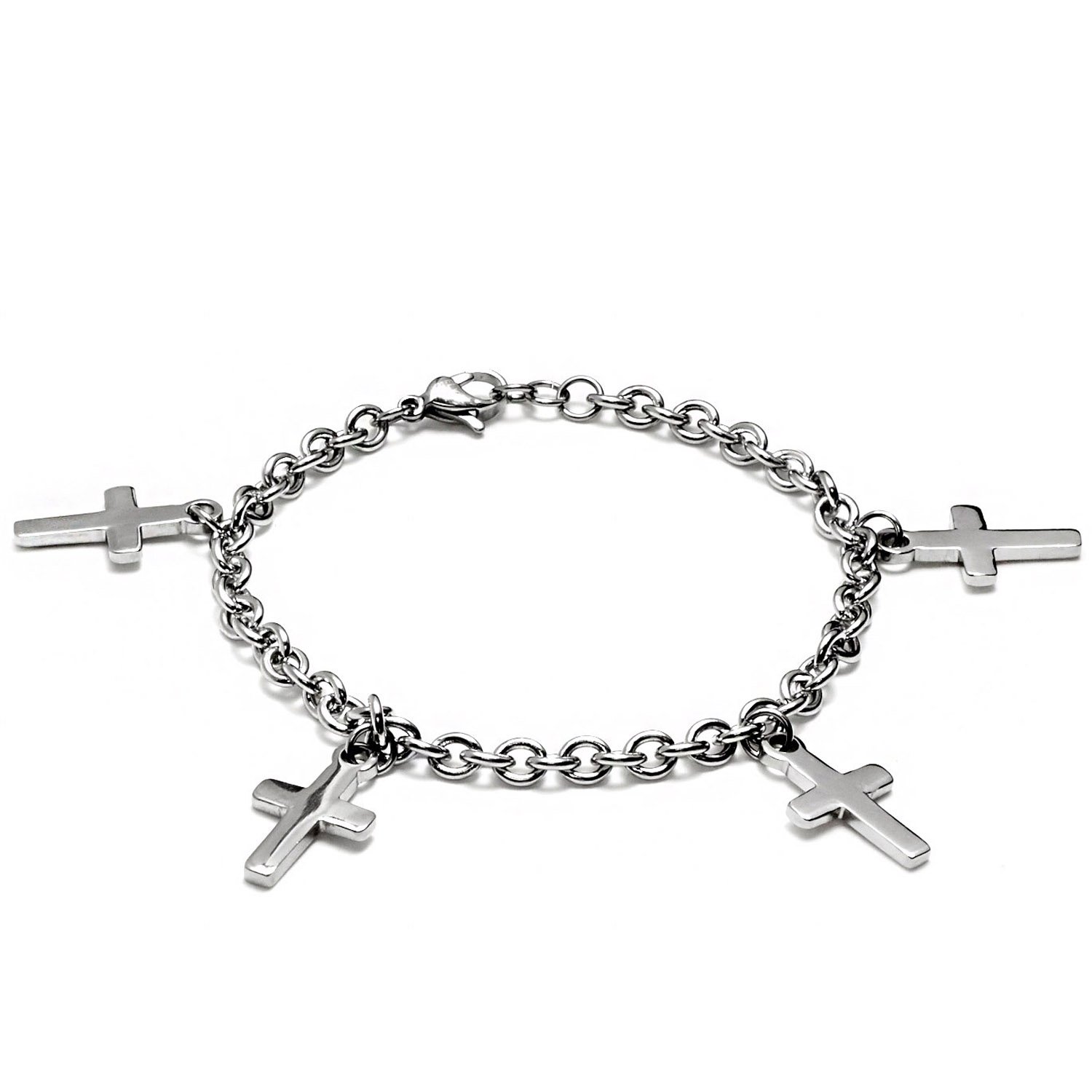 ELYA Stainless Steel Cross Charm Bracelet