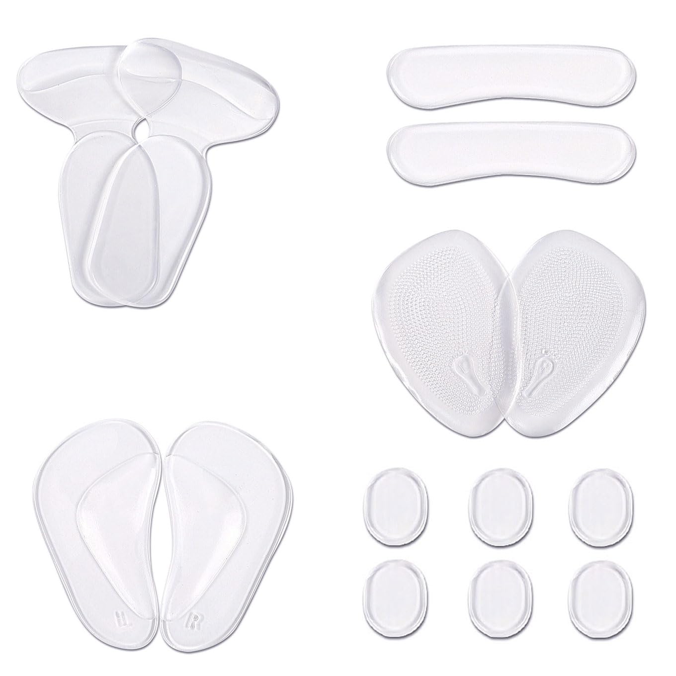 [ Value 14PCS ] Heel Grips Liners and Arch Support,Clear Back Heel Insoles Cushions for High Heels by Blomed,Gel Shoe Inserts for Men & Women Ball of Foot Pads for Foot Pain Relief (Transparent)