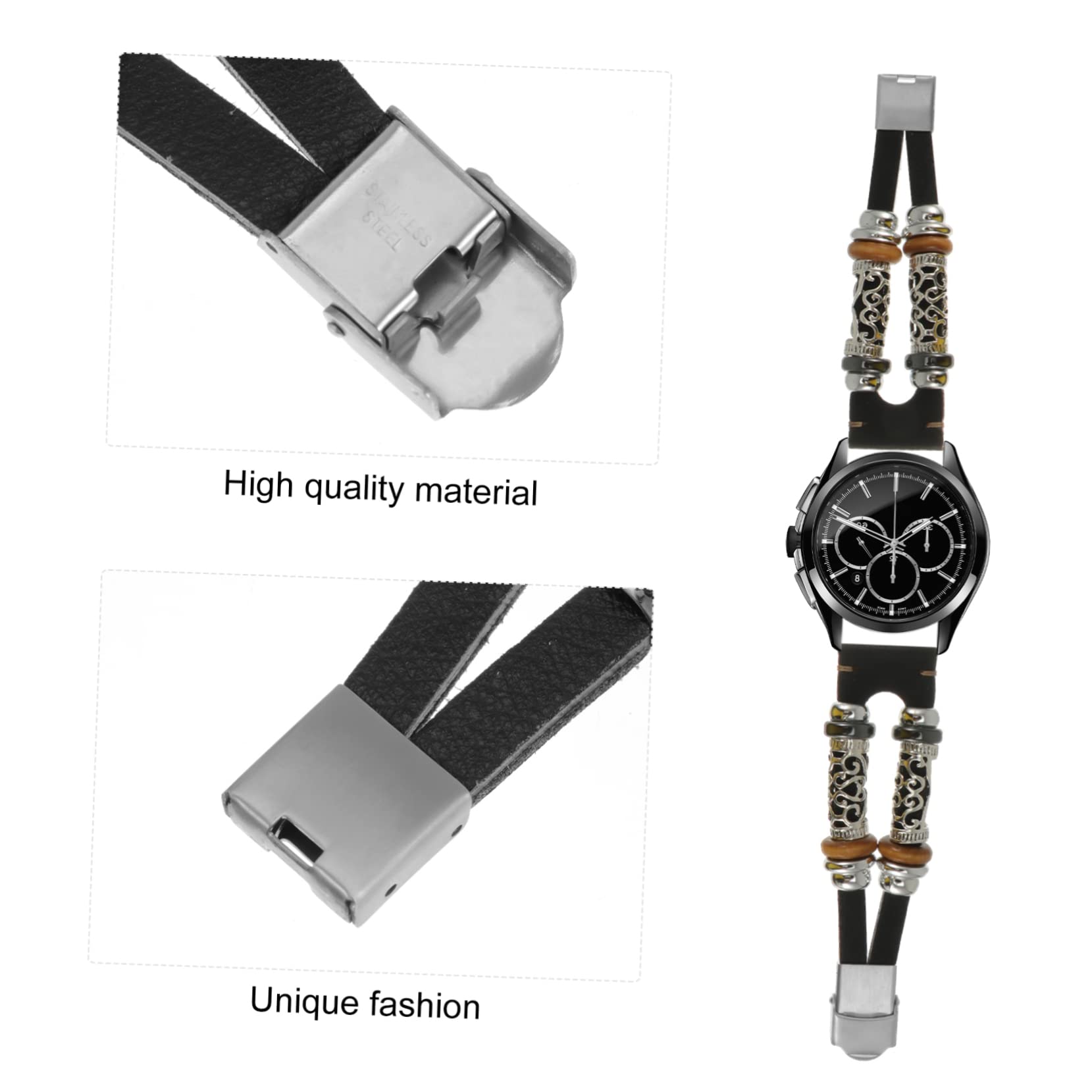 HOMSFOU Correa relojes para hombres banda duradera 3 bandas de repuesto smartwatch smart watch relojes inteligentes para hombres cinturón de muñeca muñequeras de cuero metal