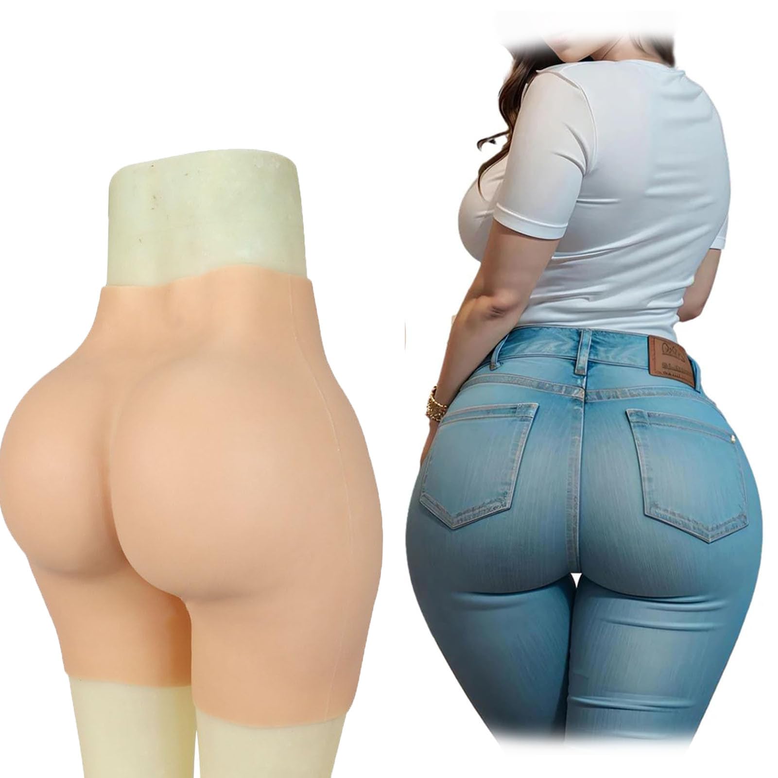 Vollsilikon Gesäß Höschen Hüftverbesserer Offener Schritt Atmungsaktiver Höschenformer Gepolsterte Push-Up Boxershorts für Frauen