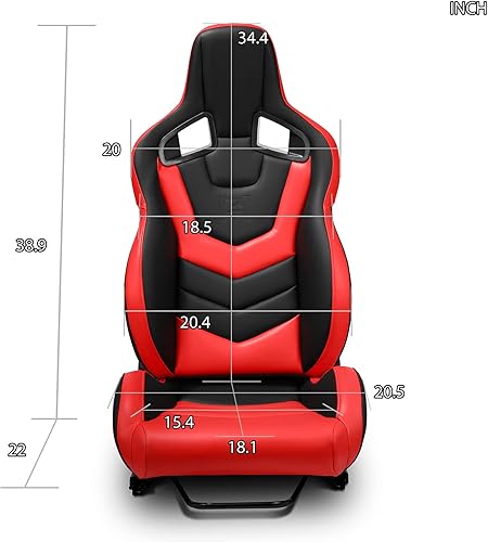 Miniatura 10 de ModifyStreet Universal PVC Fibra de vidrio Cuero Reclinable Negro+Blanco Racing Asientos Derecha Izquierda Serie EVO