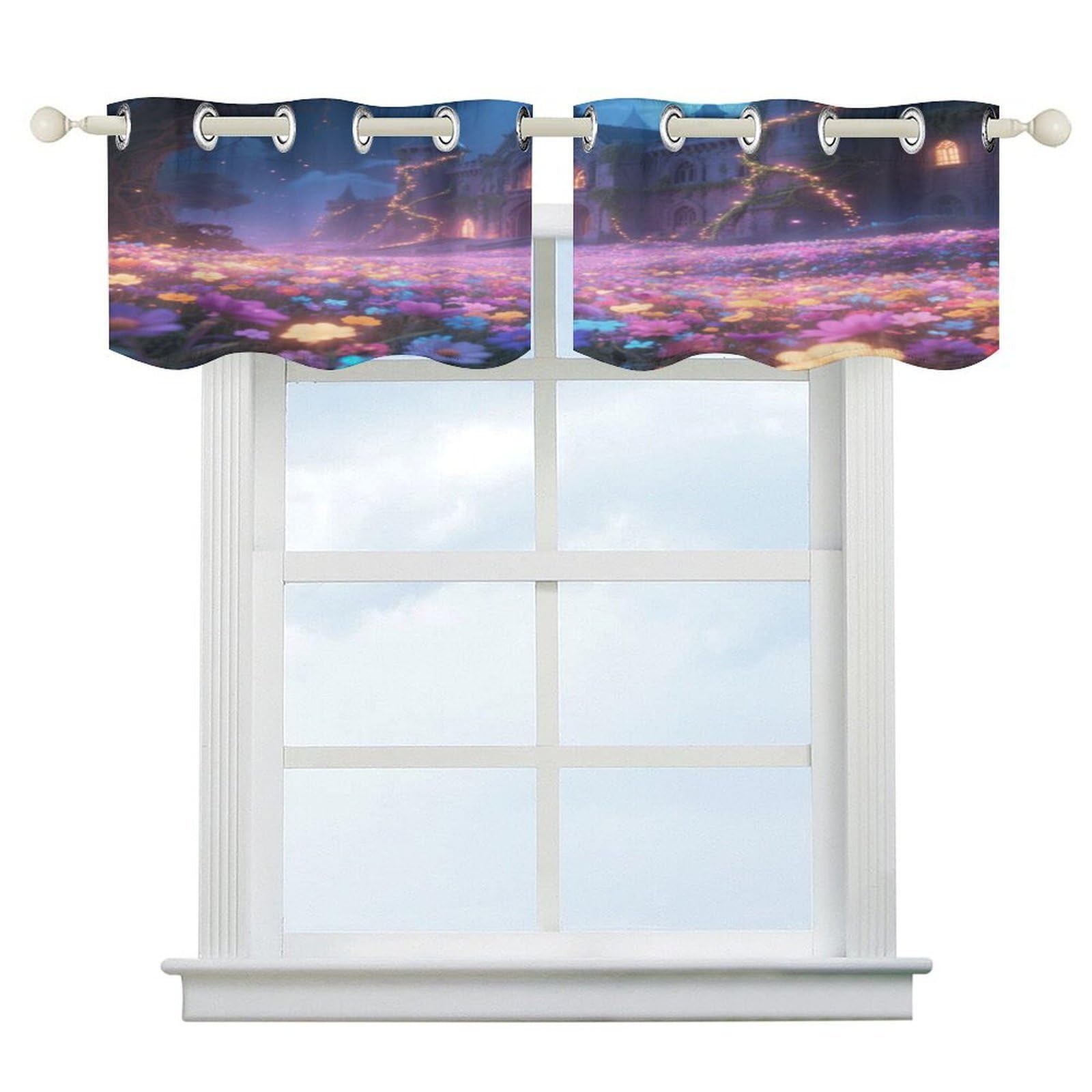 Fekiloot Style Mysterious Castle Short Curtains Valance Curtain