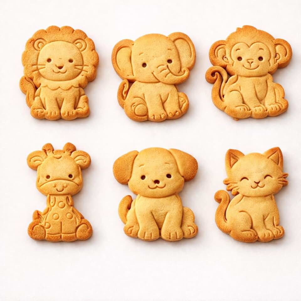 Kit 6 Cortadores de Biscoito Aimais Infantil Fofinhos Marcador Moldes 6cm Confeitaria - Pasta Ameicana, Cookies, Fofant e Massinha