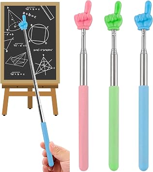ZukoCert 3-Pack Telescoping Pointer Stick, Retractable Extendable Finger Pointing Stick, Handheld Pointer Stick for Classroom Teachers Kids Reading, Social Distancing Stick Social Distance Zapper