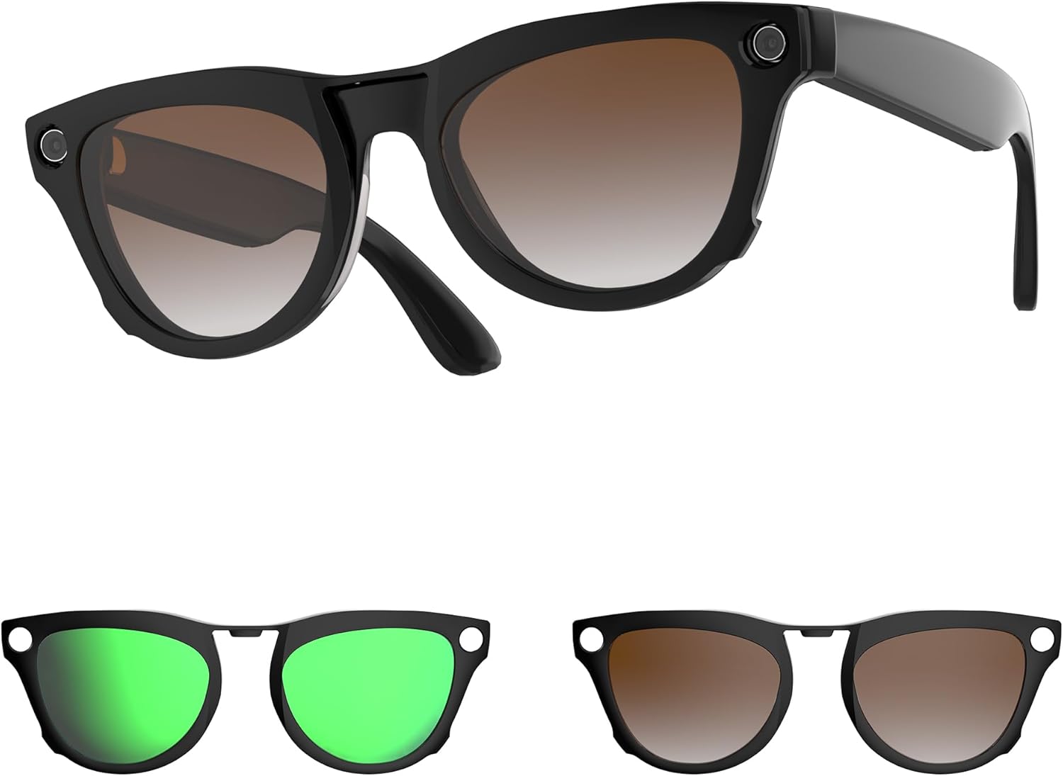 HiBloks Polarized Clip-on for Ray-Ban Meta Skyler RW4010/4014 Accessories, Discoloration Clips Compatible with Ray-Ban Meta Smart Glasses, Protective Fashion Glasses Clip (Brown+Green+Silver+Gray)