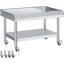 Jocisland 48"x30" Stainless Steel Equipment Stand & Equipment Grill Stand Table, NSF Certified with Adjustable Undershelf, Wheels and Edge Baffle for Commercial Kitchen, Restaurant & Home
