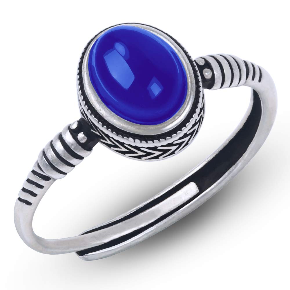 MY MOJOYASSterling Silver Mood Ring for Woman Handmade Mood Ring | Color Changing Ring | Statement Ring Gift for Her | Novelty Ring Gift for Women | Silver Mood Ring Size Adjustable