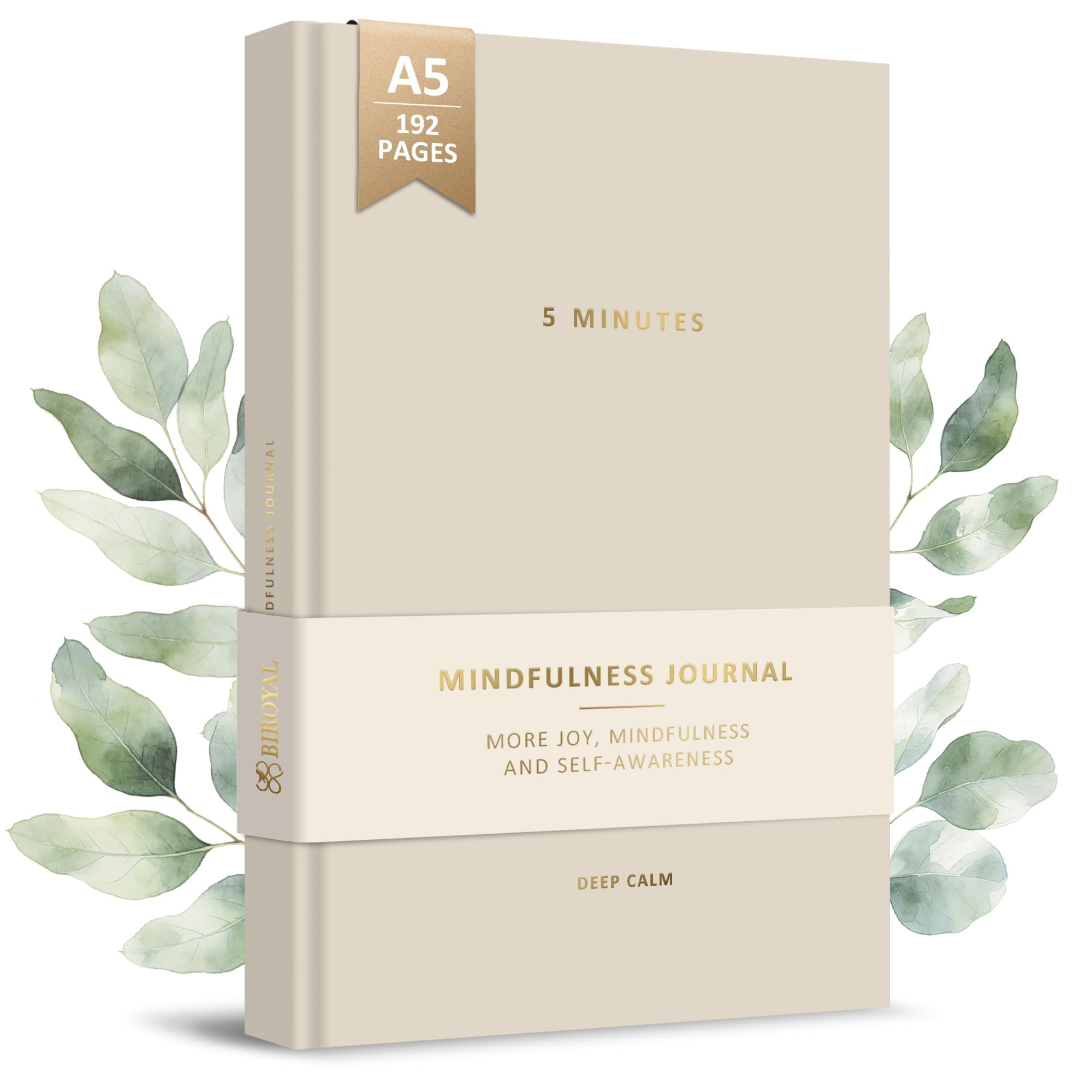 BIROYAL 5 Minute Journal - A5 Mental Health Gratitude Journal for Women & Men - 20 Weeks Undated Self Care Journals for Women - Daily Journals with Prompts for Happiness Mindfulness - Self Care Gift