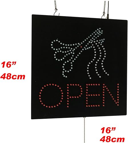 Miniatura 2 de Cartel de tijeras abiertas, 16"x16", 15.7x15.7 in, TOPKING, LED, Neón, Florescente, Señalización, Letrero, Exhibición, Cartelera, Pantalla, Gran