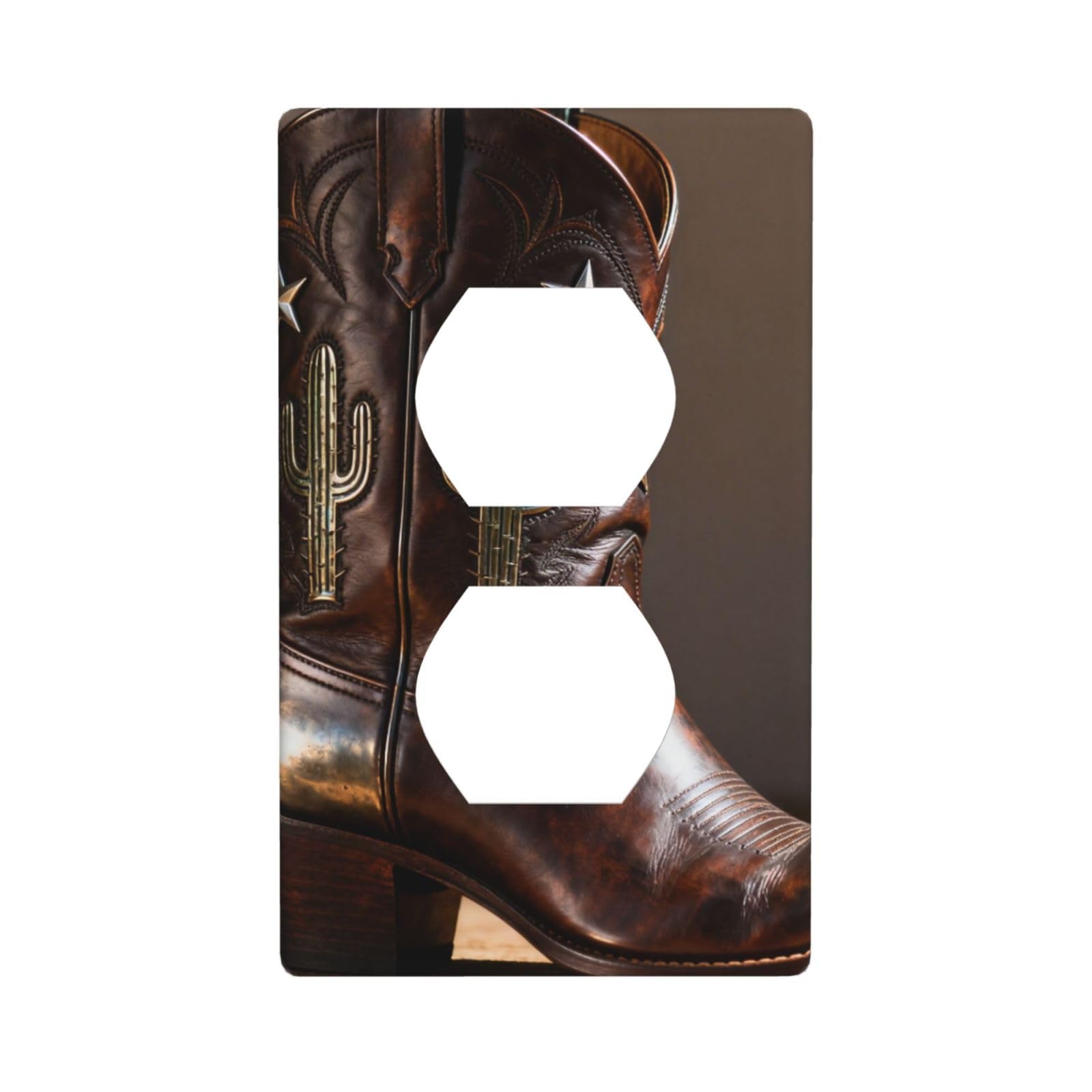 Cntdbu White Cowboy Boot Spur Unbreakable Polycarbonate Switch Plate-1 Gang Screwless Wall Plate For Home Office