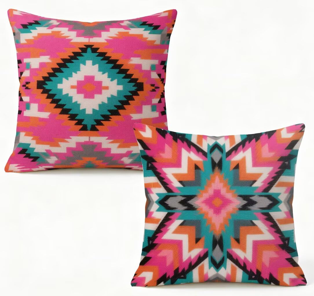 Kissenbezug 65 x 65 2er Set Sofakissen Rot Kopfkissenbezug 65x65 cm Dekokissen BöHmen Outdoor Pillow Leinen Doppelseitiger HD-Druck, Terrassen Deko Wohnzimmer, Frühling und Sommer Gifts 7-B35427