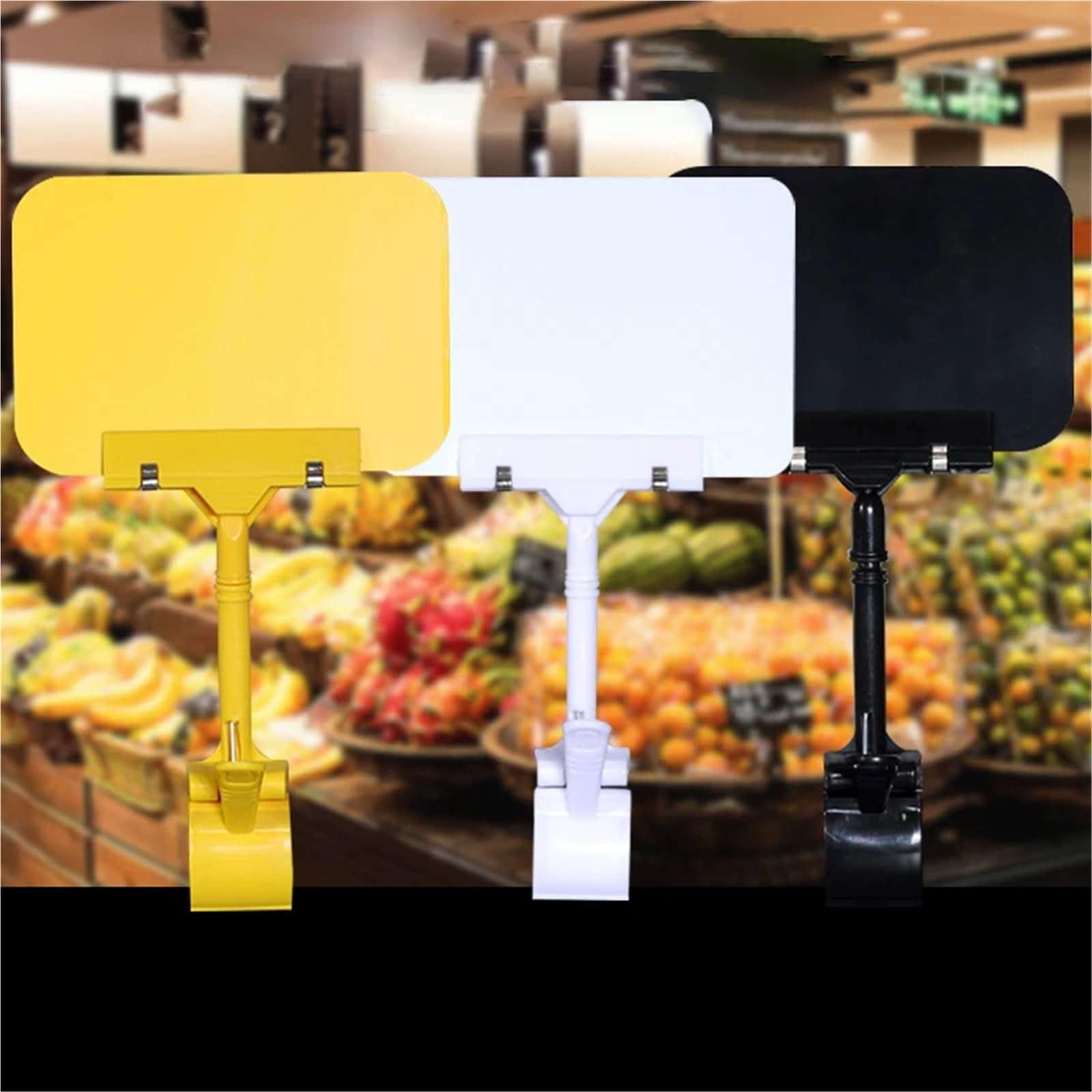 Porte-enseigne, Clips de signalisation 10 pièces, pinces d'affichage à Double tête for étiquettes prix, mémo fête fruits, marchandises supermarché, vente au détail(A6 yellow)