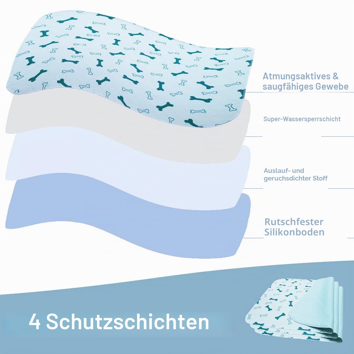 3PCS Welpenunterlagen Waschbar 75x90CM inkontinenzunterlage waschbar PIPI matten für Hunde Wiederverwendbare Erziehungsunterlage für Hunde welpen unterlagen