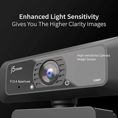 Miniatura 3 de j5create Cámara web de transmisión USB - 1080P HD con rotación de 360, micrófono de alta fidelidad, Plug and Play para PCMaccomputadora