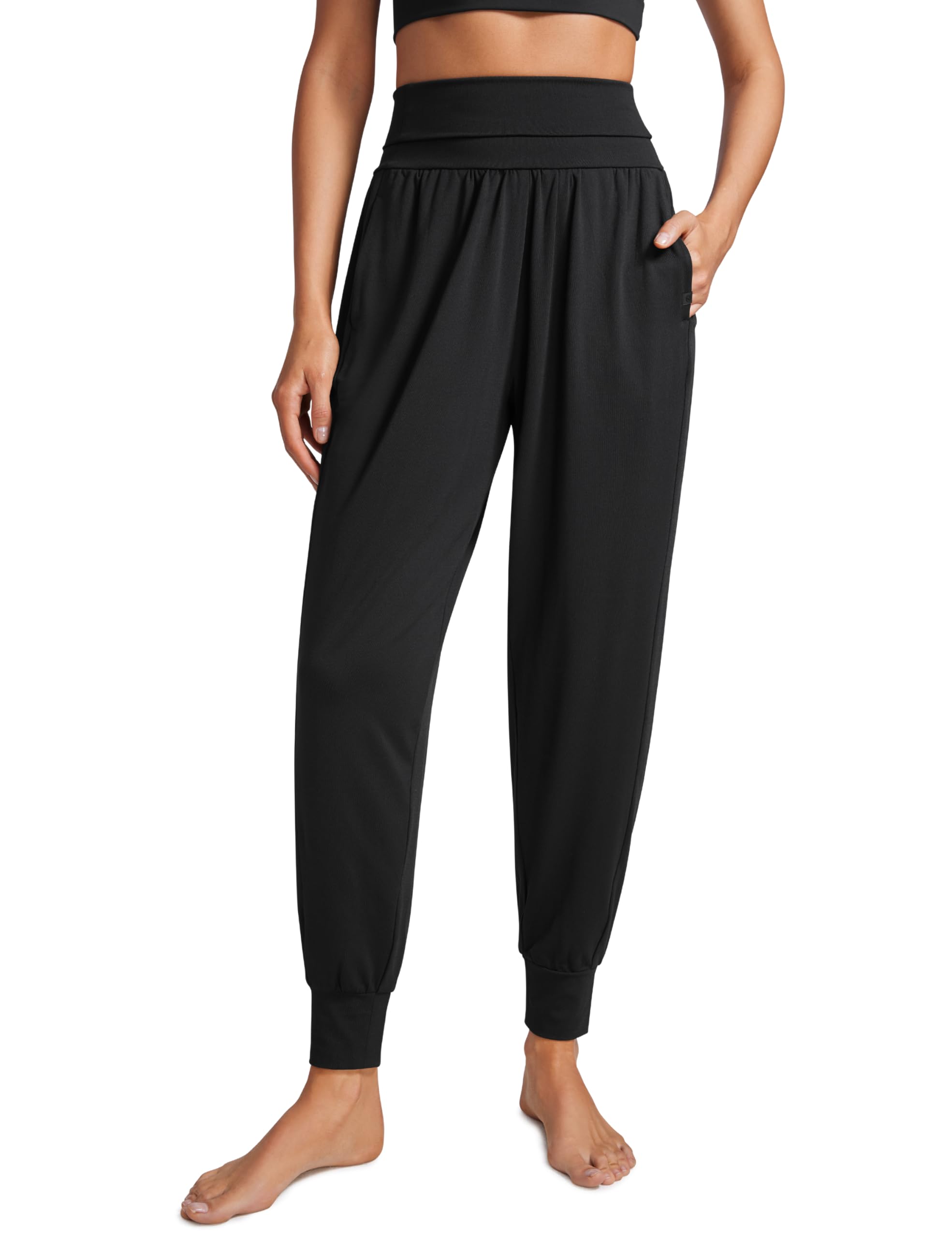 CRZ YOGA Fold Over Yoga Jogger for Women High Waisted Comfy Loose Lounge  Harem Pants Sweatpants with Pockets