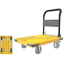 Handcart, 400kg/880lbs Load Capacity, Save Space, Suitable for Schools, Hospitals, Warehouses, SupermarketsYellow