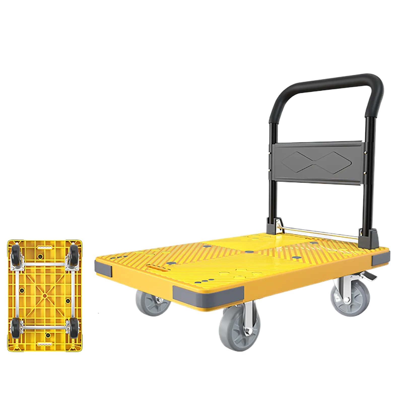 LKLNKVL Handcart, 400kg/880lbs Load Capacity, Save Space, Suitable for Schools, Hospitals, Warehouses, Supermarkets(Yellow)