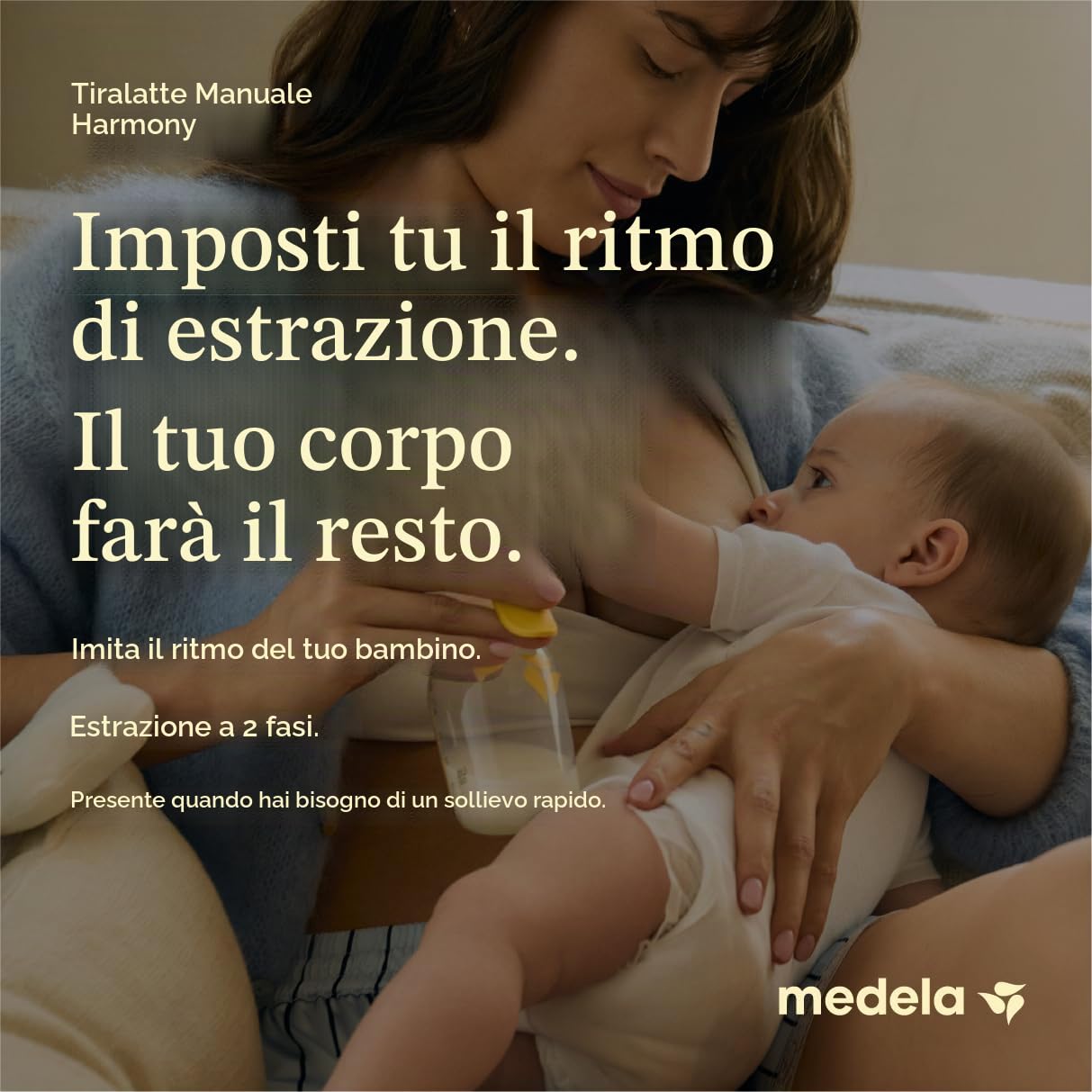 Tiralatte manuale Medela Harmony, tiralatte a mano singola con scudi flessibili per un maggiore comfort ed esprimere più latte