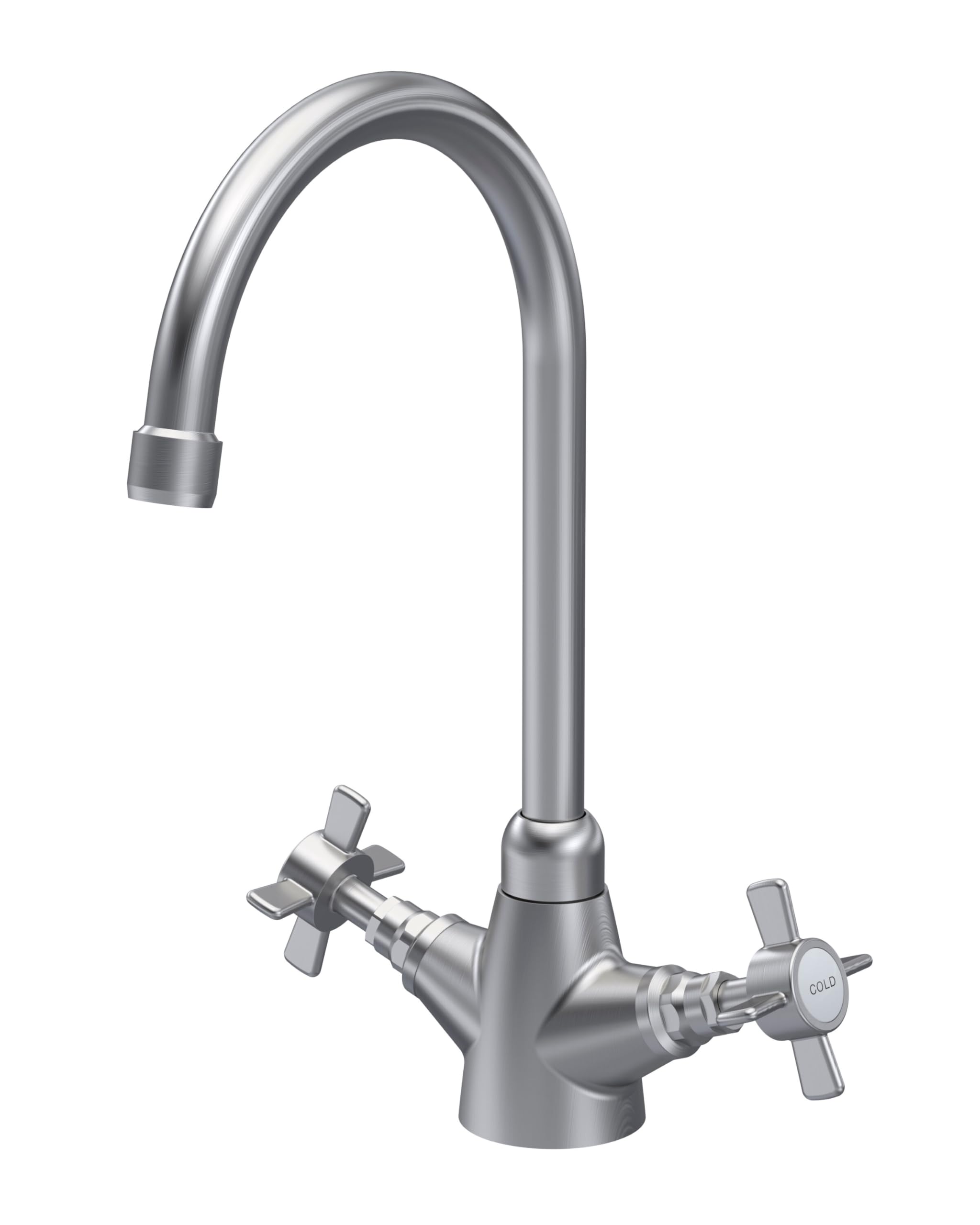 Balterley Kitchen Sink Tap - Crosshead Handles - Brushed Nickel