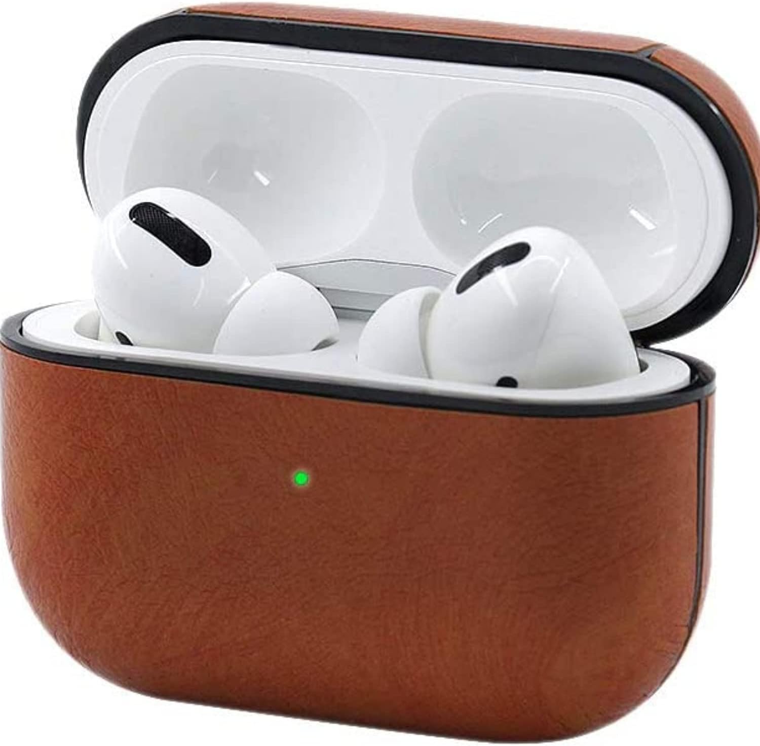 mStick Airpods Pro Leather Protective Cover Compatible with Airpod Pro Case Leather Airpods Pro Protective Case Cover with Keychain for Apple Airpods pro- Natural Brown