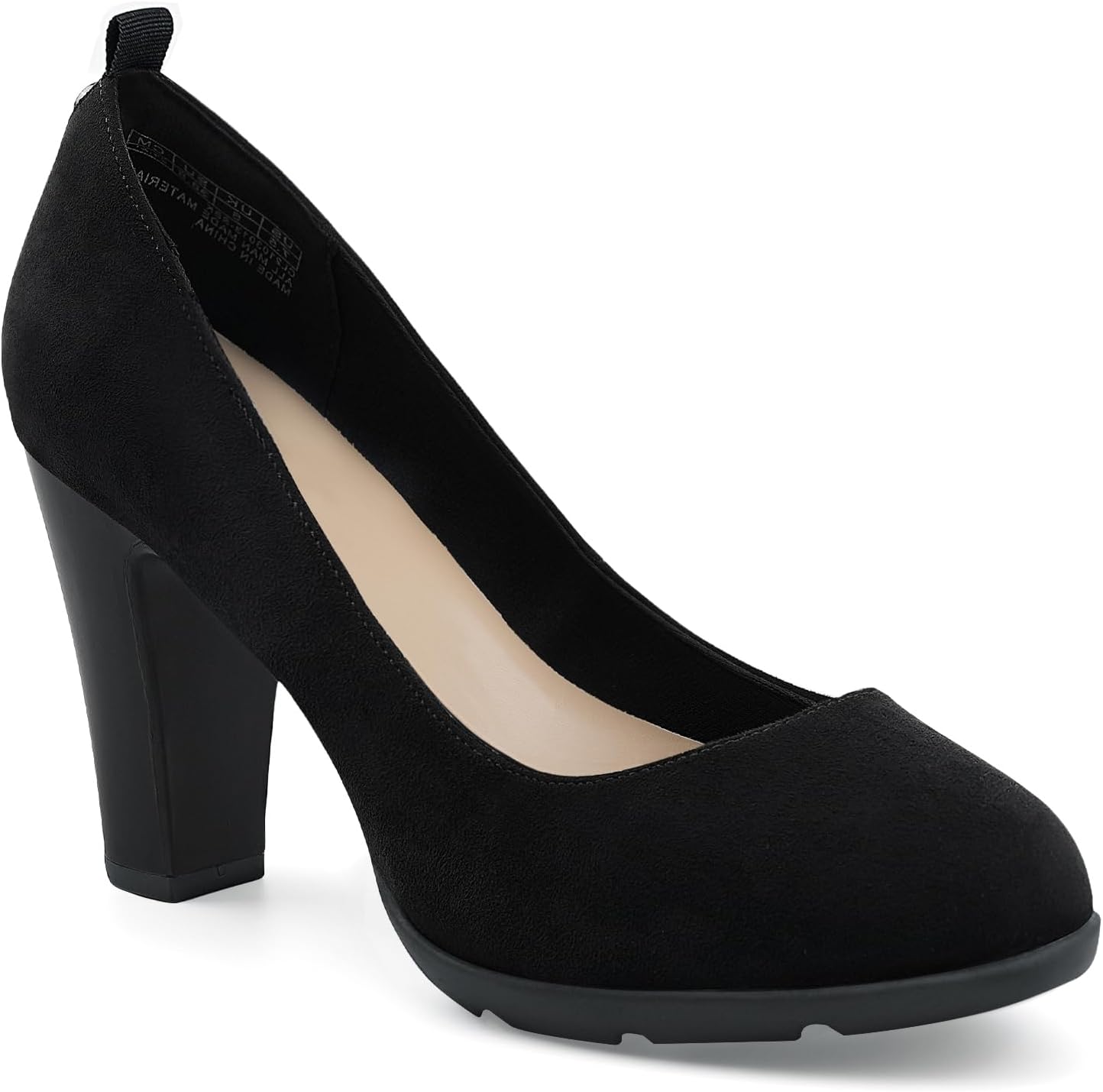 JENN ARDOR Women's Pumps Closed Round Toe Block High Heels 3 inch Leather Pump Shoes