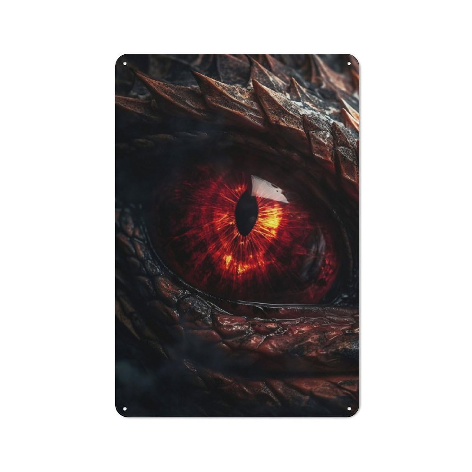 Junmoney Fire Dragons Ruby Eye For Garden Room Or Summerhouse, Vintage Tin Sign 30X20cm, A Metal Wall Feature For Garden Rooms And Summerhouses